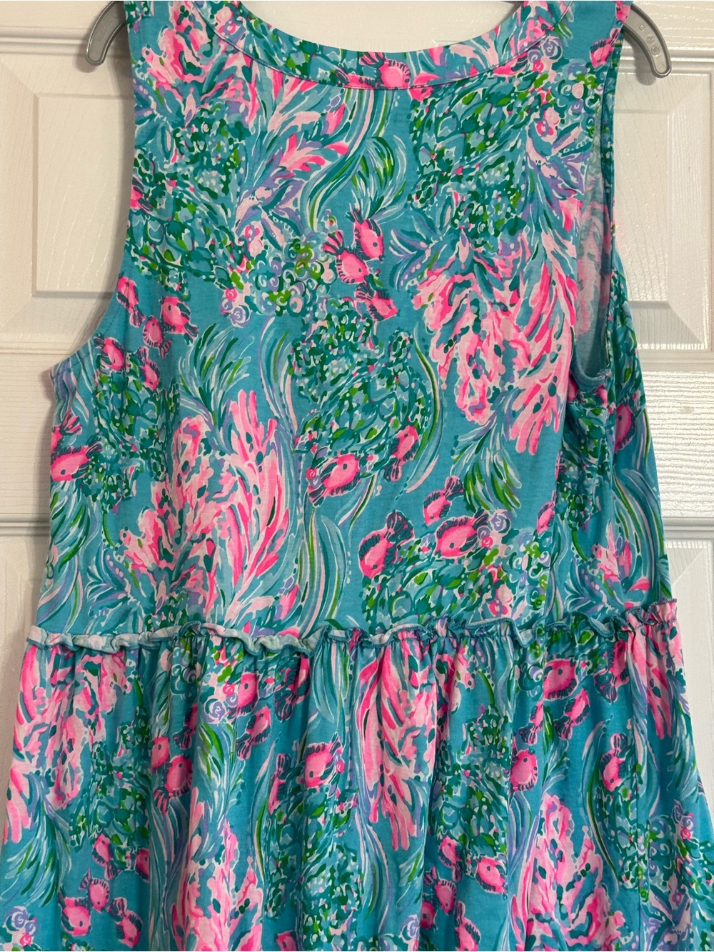 Lilly Pulitzer Amalfi Swing Dress Blue/green and Pink Medium - Picture 4 of 9